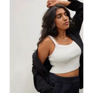 Everlane The Cropped Sweater Cami White Cotton Blend Tank Top sz S
